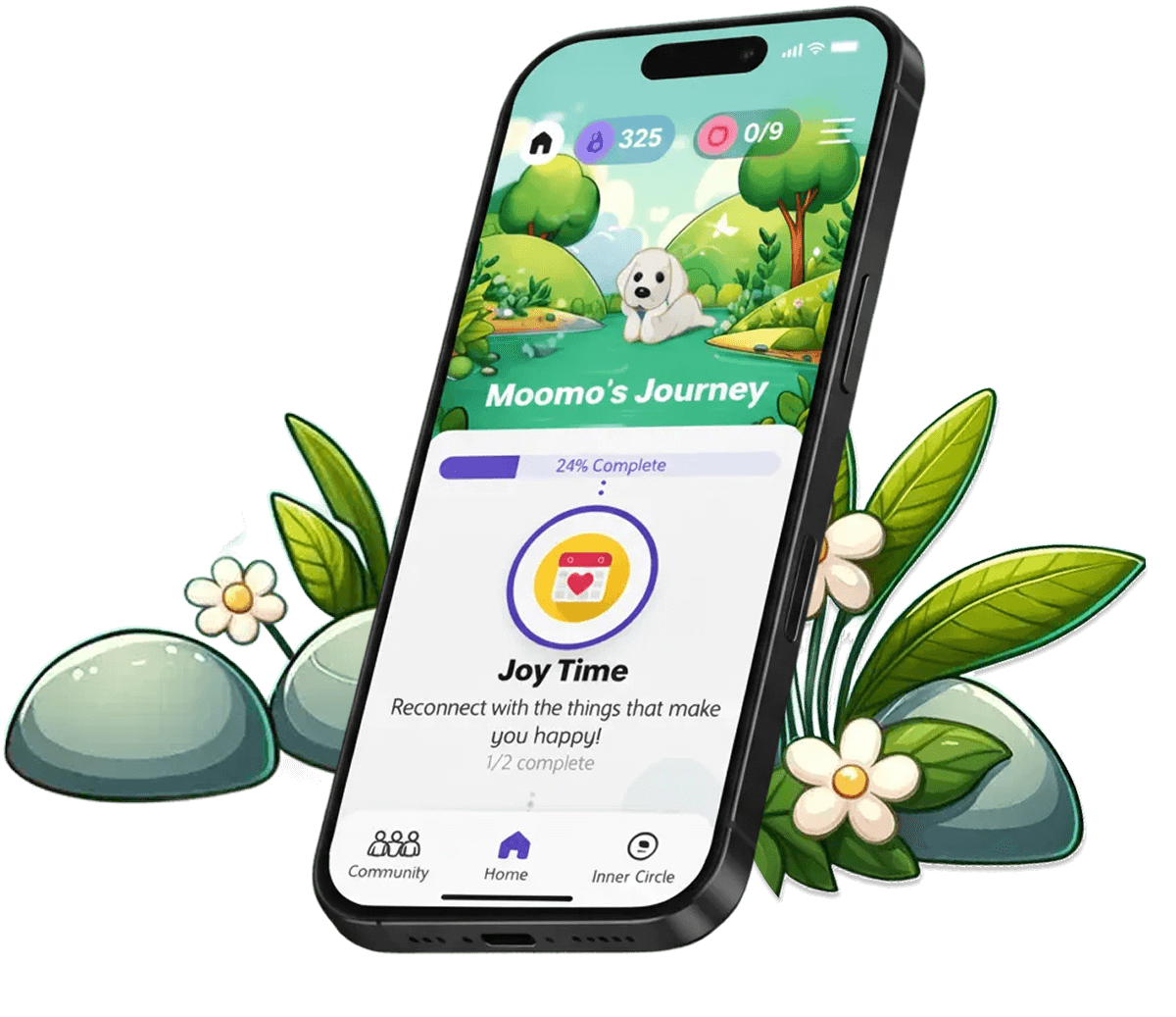 Shmoody App - Moomoo's Journey onboarding screen
